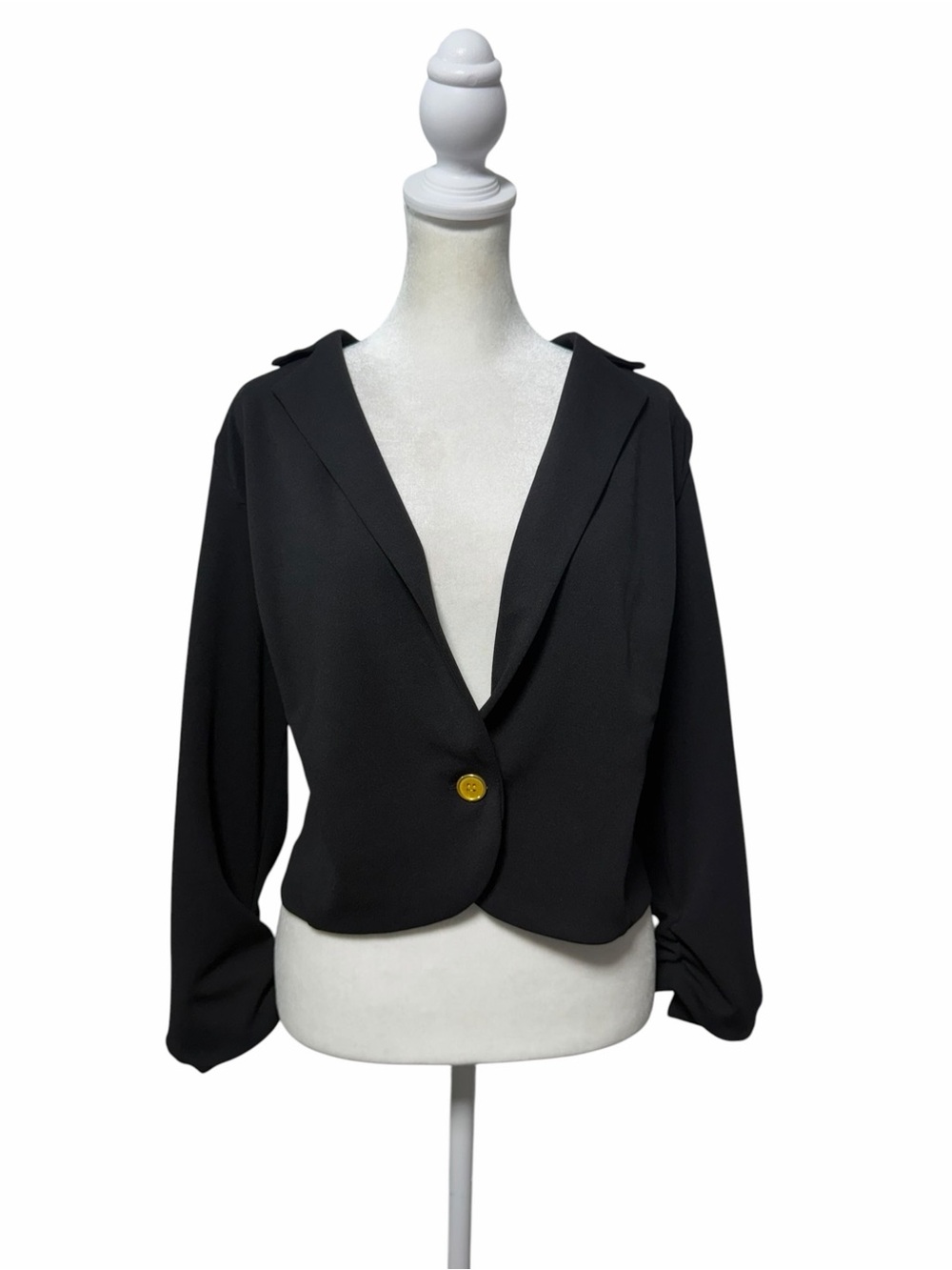 Shelby & Palmer Cropped Blazer XL Black One Button Notch Lapel